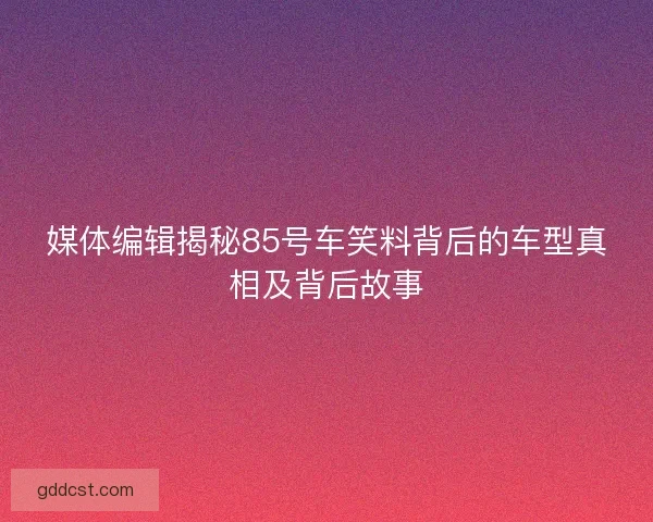 媒体编辑揭秘85号车笑料背后的车型真相及背后故事