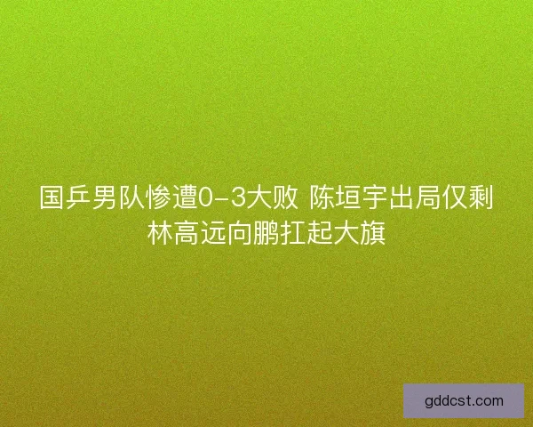 国乒男队惨遭0-3大败 陈垣宇出局仅剩林高远向鹏扛起大旗